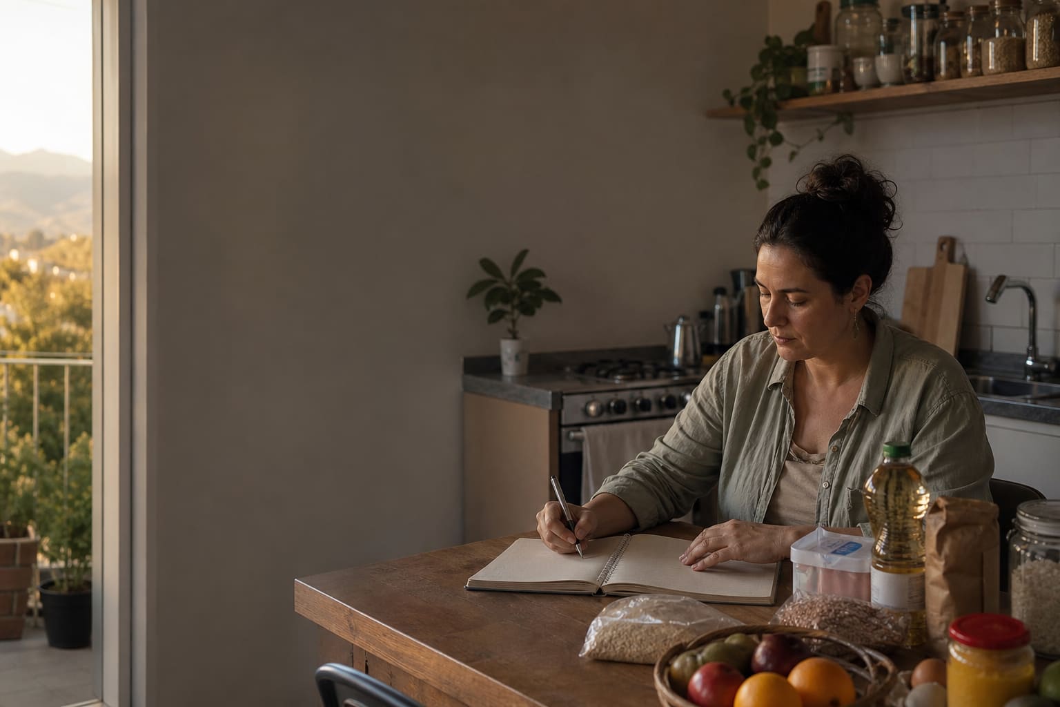 Mendocina organizando un presupuesto doméstico junto a compras cotidianas