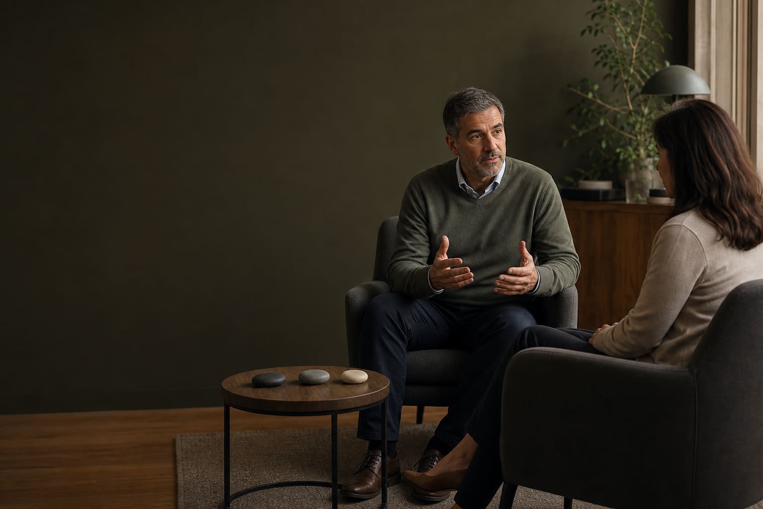 Gerente ensaya una conversación de feedback en inglés con una coach