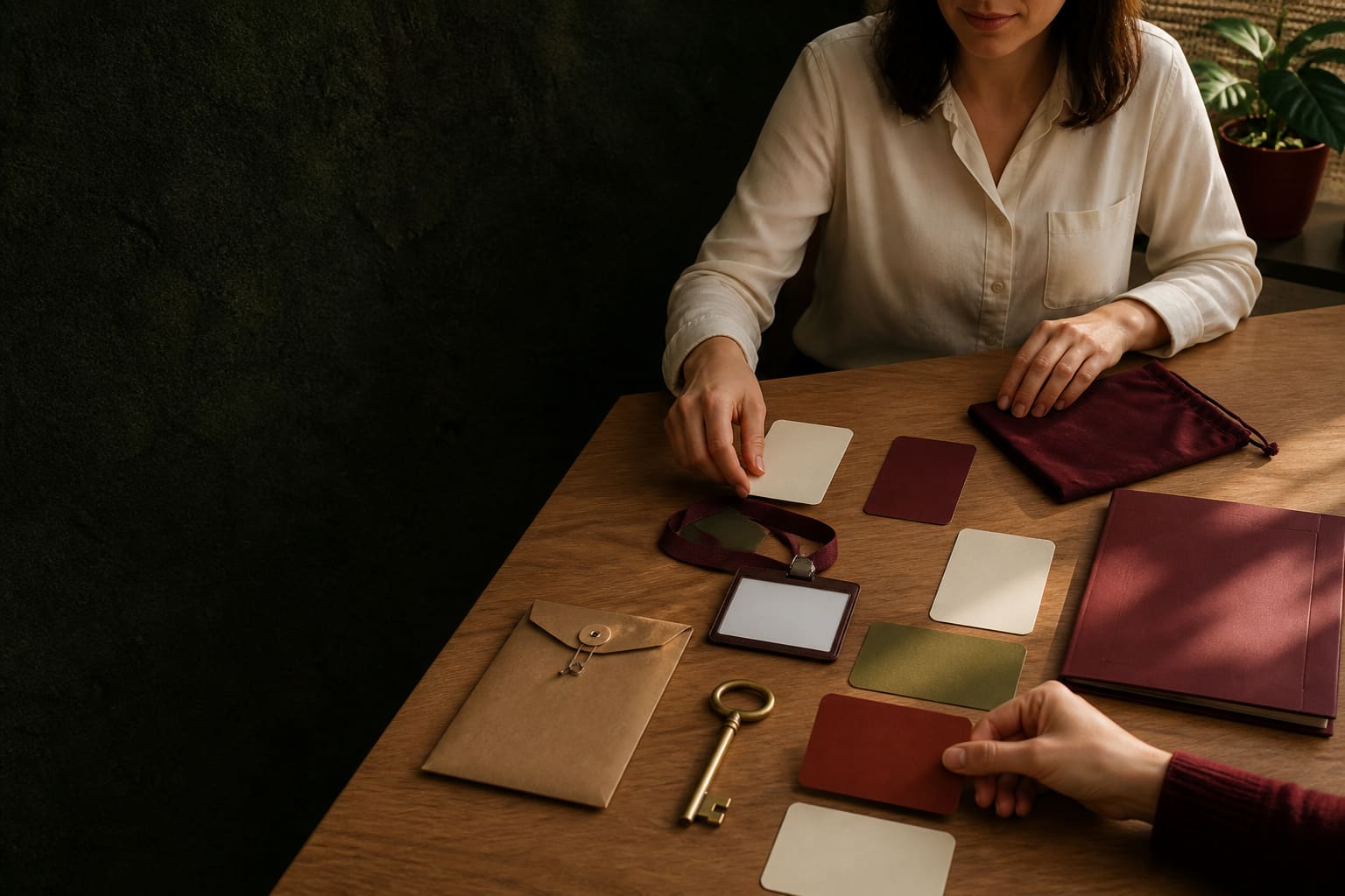 Kit táctil de vocabulario de recursos humanos con tarjetas, credencial, carpeta y llave sin texto