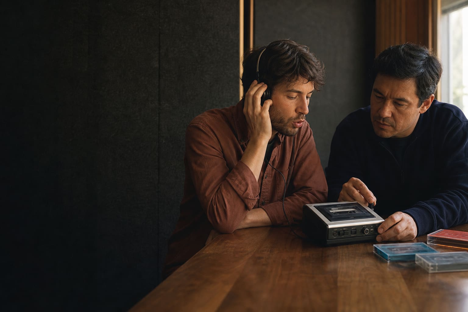 Adult learner comparing Latin American Spanish pronunciation with a language coach