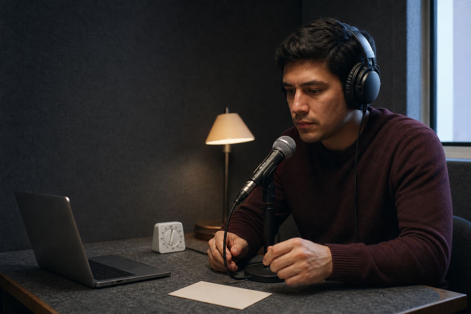 Estudiante con auriculares preparando examen TOEFL iBT en Mendoza — curso de preparación online